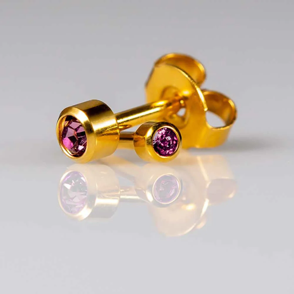 Birthstones January Mini Gold PAIR