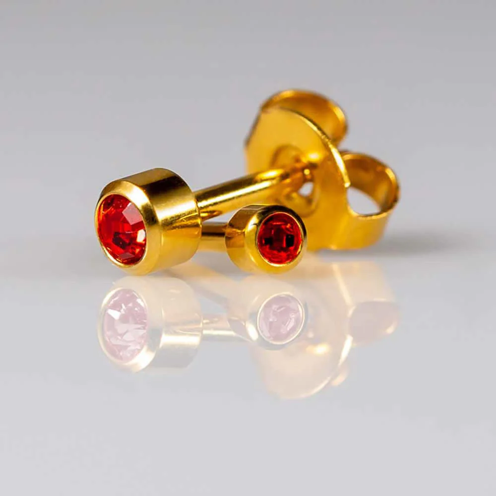 Birthstones July Mini Gold PAIR