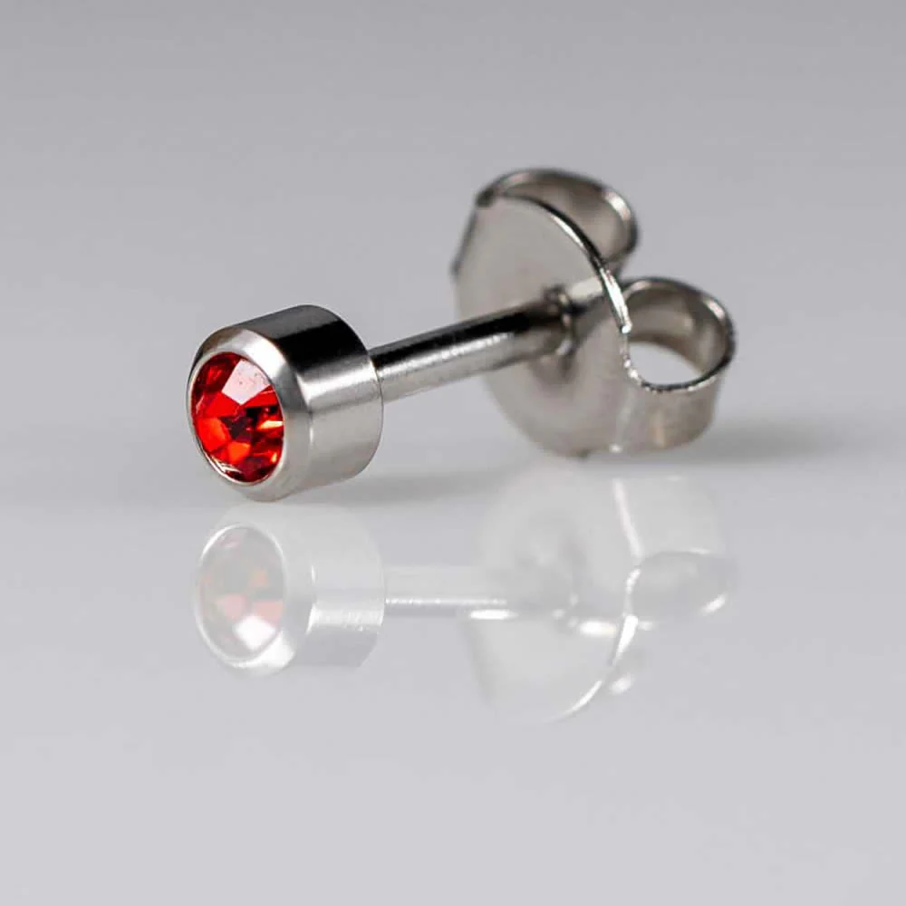 Birthstones July Regular Silver PAIR