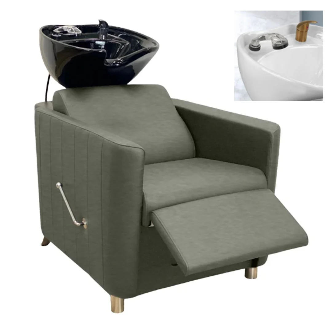 Roma Shamp Green/blk basin/gold tap