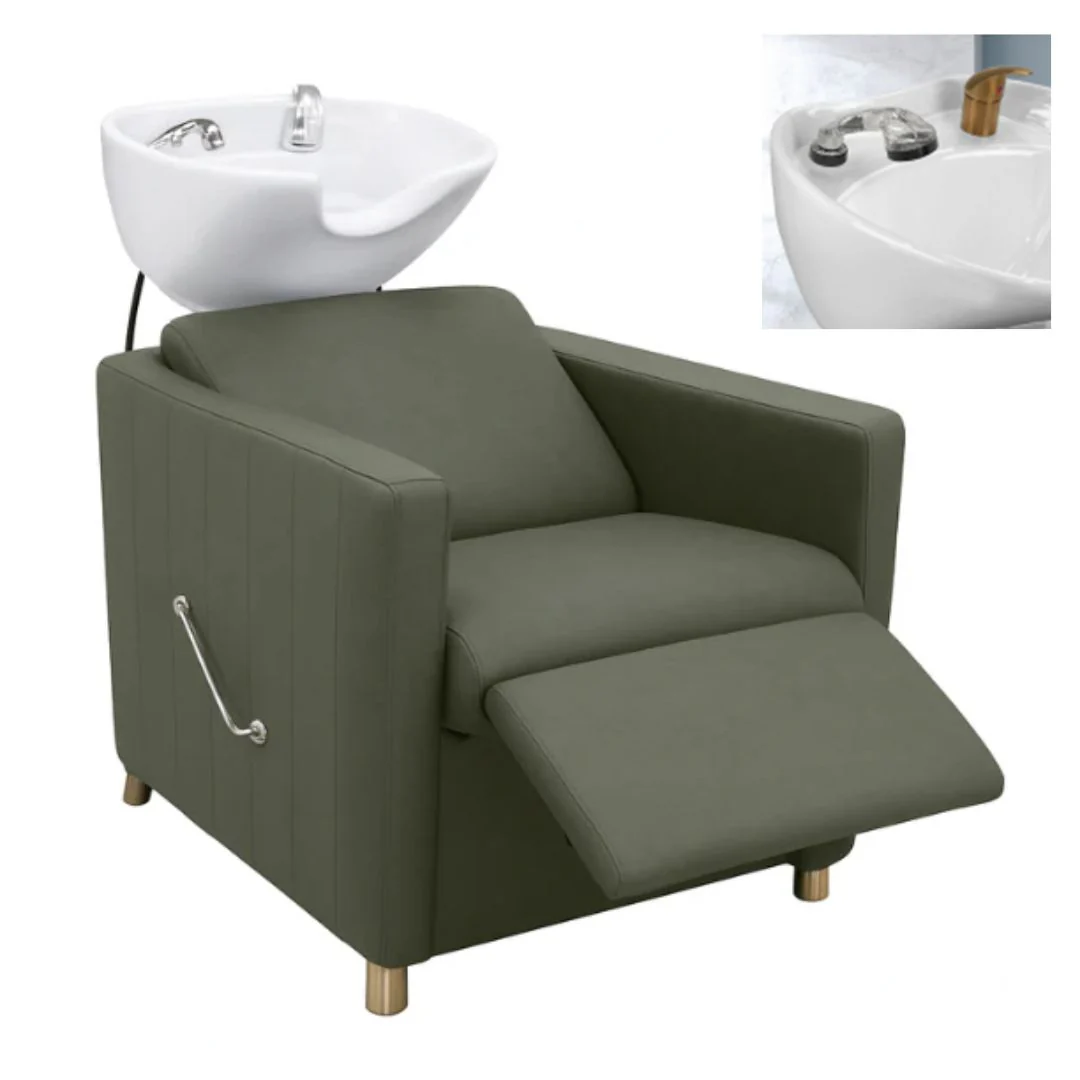 Roma Shamp Green/white basin/gold tap